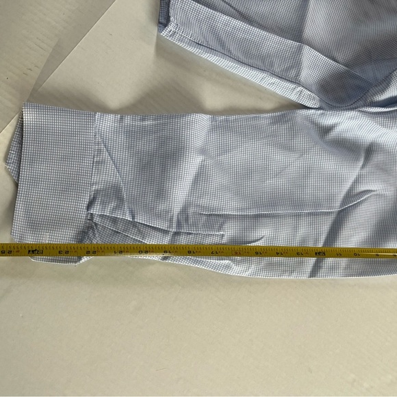 ETON Sz 17.5 / 44 Organic Cotton Check Elevated Twill 3D Dress Shirt Light Blue - Picture 11 of 12